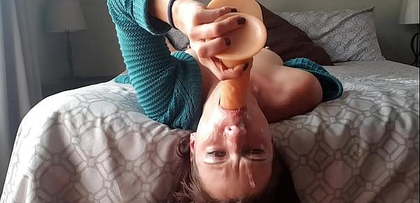  Upside down dildo gag | deepthroat
